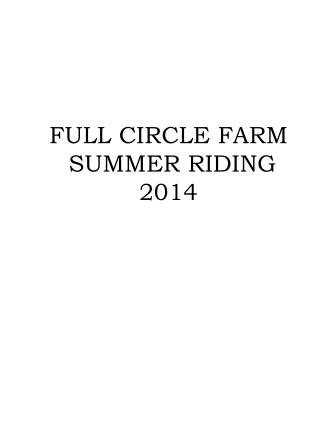 FULL CIRCLE FARM SUMMER RIDING 2014