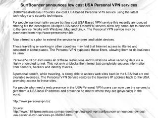 SurfBouncer announces low cost USA Personal VPN services