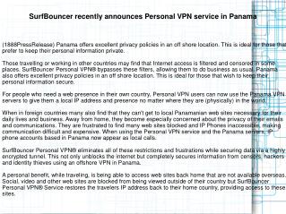 SurfBouncer recently announces Personal VPN service in Panam