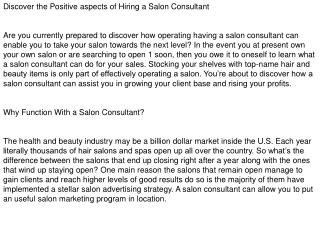 Salon Consultant