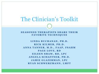 The Clinician’s Toolkit