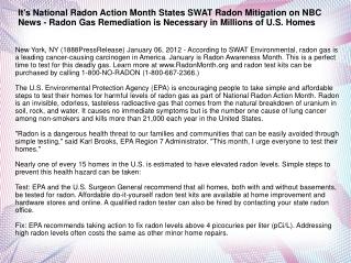 It's National Radon Action Month States SWAT Radon Mitigatio