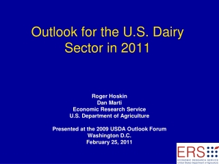 Outlook for the U.S. Dairy Sector in 2011