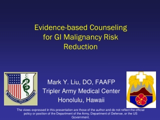 Evidence-based Counseling for GI Malignancy Risk Reduction