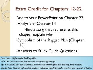 Extra Credit for Chapters 12-22