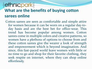 What are the benefits of buying cotton sarees online