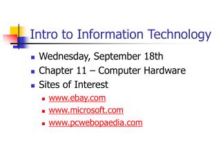 Intro to Information Technology
