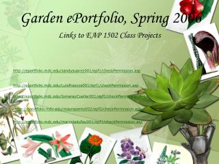 Garden ePortfolio, Spring 2006