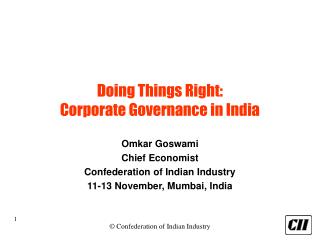Doing Things Right: Corporate Governance in India