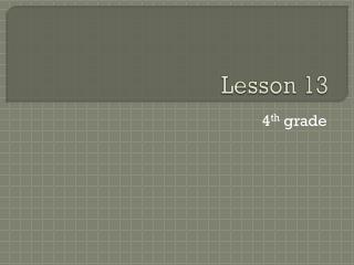 Lesson 13