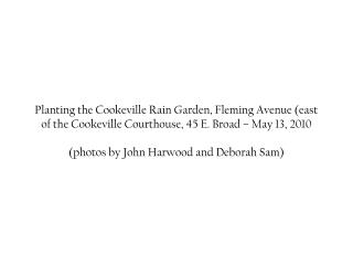 Planting the Cookeville Rain Garden, Fleming Avenue (east of the Cookeville Courthouse, 45 E. Broad – May 13, 2010 (phot