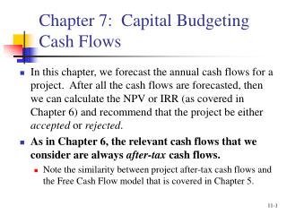 Chapter 7: Capital Budgeting Cash Flows