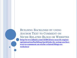 Building Backlinks by using Anchor Text to Comment on Niche