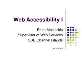 Web Accessibility I
