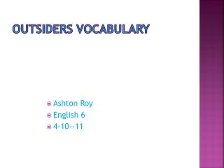 Outsiders Vocabulary