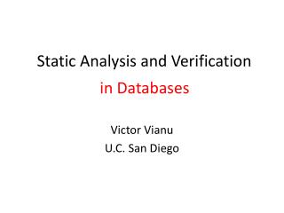Static Analysis and Verification