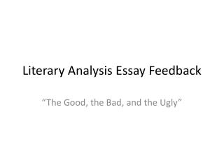 Literary Analysis Essay Feedback