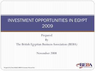 INVESTMENT OPPORTUNITIES IN EGYPT 2009