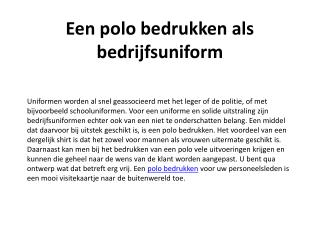 Een polo bedrukken als bedrijfsuniform