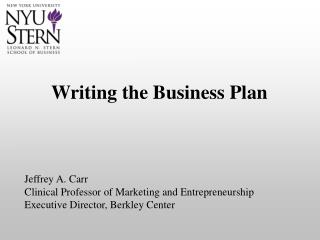 Writing the Business Plan