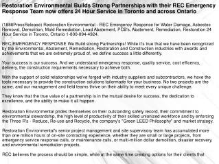 Restoration Environmental Builds Strong Partnerships with th