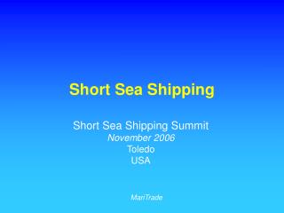 Short Sea Shipping