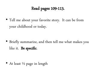 Read pages 109-113.