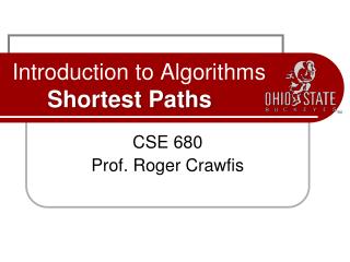 Introduction to Algorithms Shortest Paths