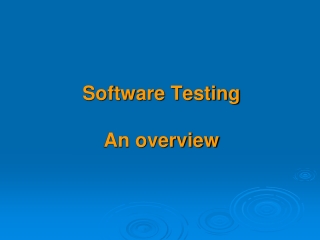 Software Testing An overview
