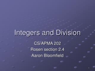 Integers and Division
