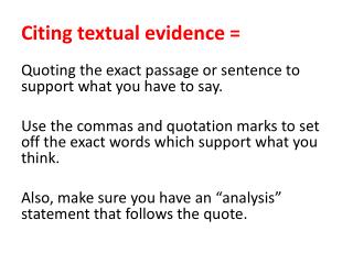definition of citing textual evidence
