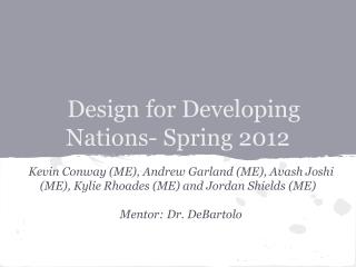 Design for Developing Nations- Spring 2012