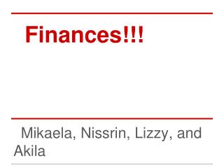 Finances!!!