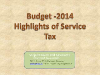 Budget -2014 Highlights of Service Tax