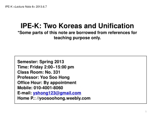 IPE-K < Lecture Note 8> 2013.6.7
