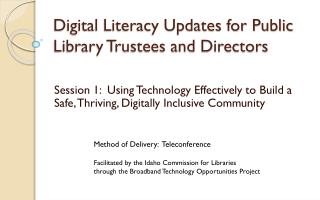 Digital Literacy Updates for Public Library Trustees and Directors