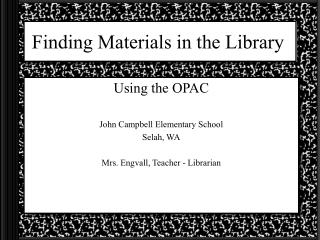 Finding Materials in the Library