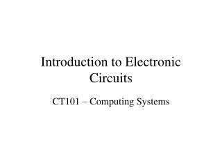 Introduction to Electronic Circuits