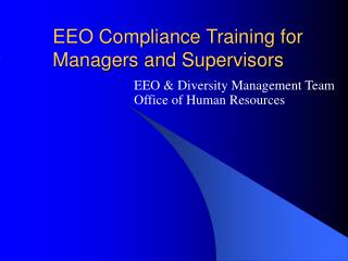 EEO Compliance Training for Managers and Supervisors