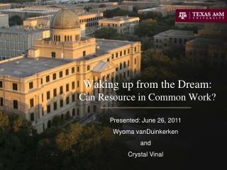 Waking up from the Dream: Can Resource in Common Work?