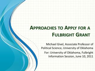 Approaches to Apply for a Fulbright Grant