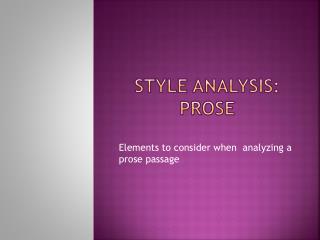 Style Analysis: Prose