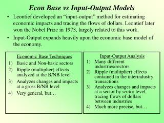 Econ Base vs Input-Output Models