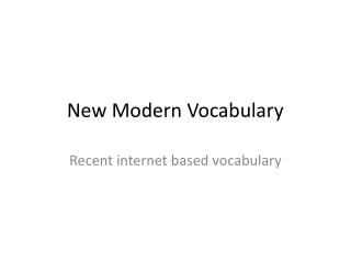 New Modern Vocabulary