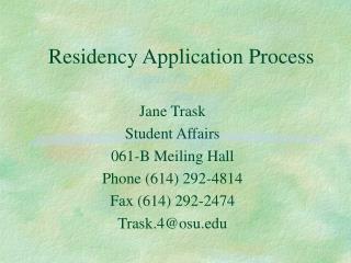 Residency Application Process