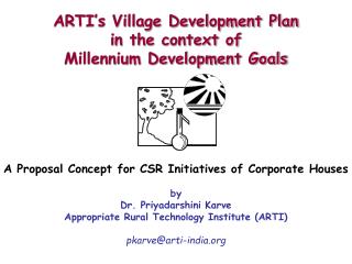 ARTI’s Village Development Plan in the context of Millennium Development Goals