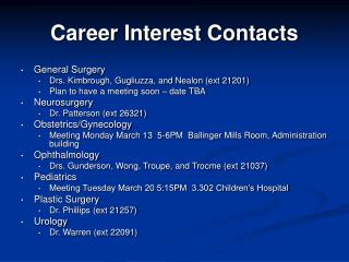 Career Interest Contacts