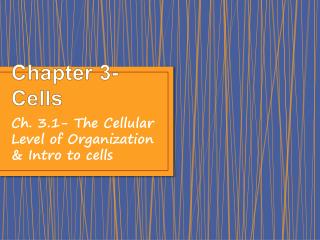 Chapter 3- Cells