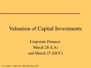Valuation of Capital Investments