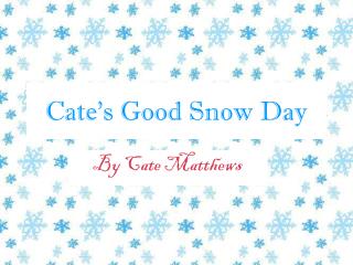 Cate’s Good Snow Day